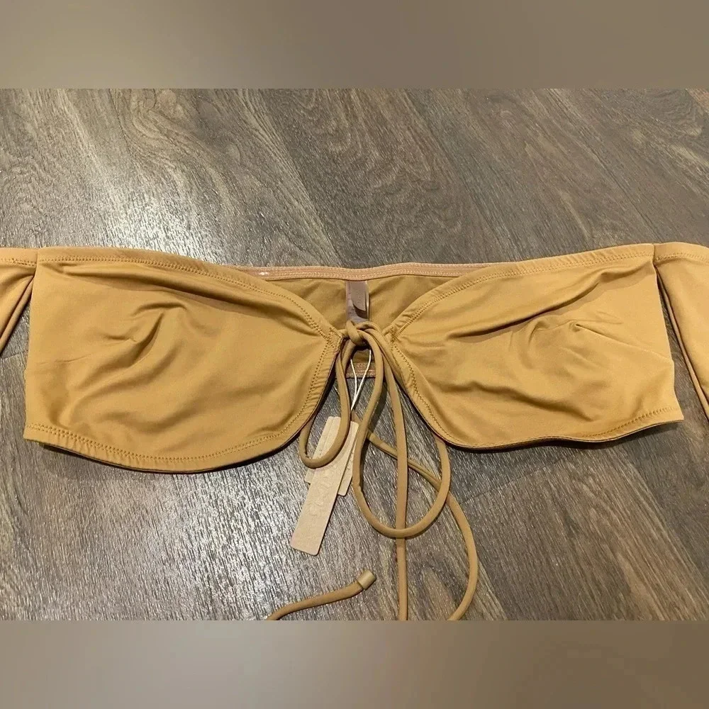 SKIMS Signature Swim Long Sleeve Bikini Top ALMOND size 3X new with tags